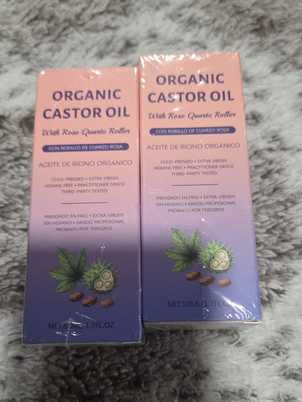 Organic Castor Oil with Rose Quartz Roller